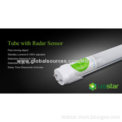 T8 Tubes with Radar Sensor 2835 SMD Chip/1.2m/18W Power/97lm/W/2,800 to 6,500K Color Temperature